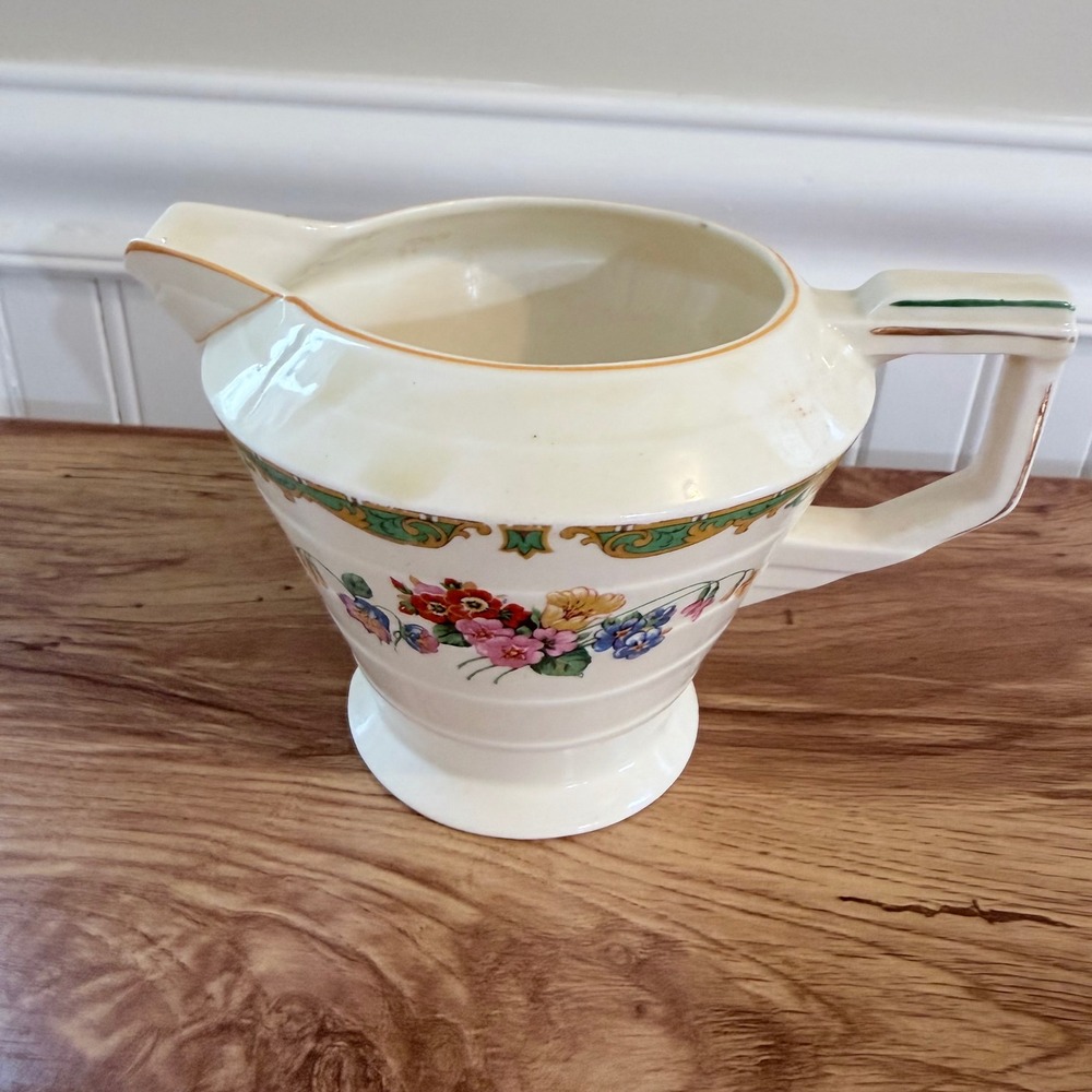 Grindley England Vintage Floral Pitcher Creamer Gold Trim Small